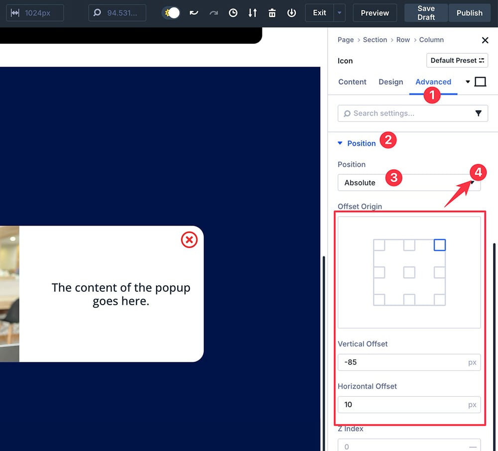 Close popup button design