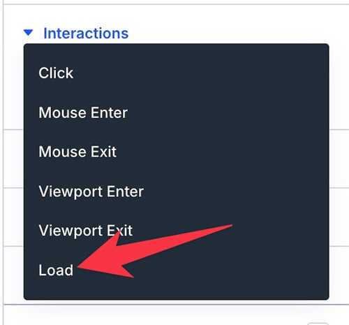 Selecting the Load trigger