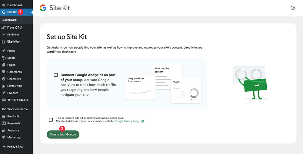 Google Site Kit setup
