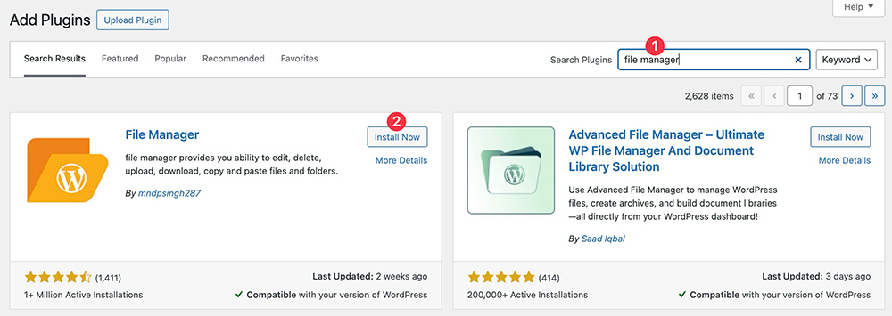 Installing the File Manager plugin