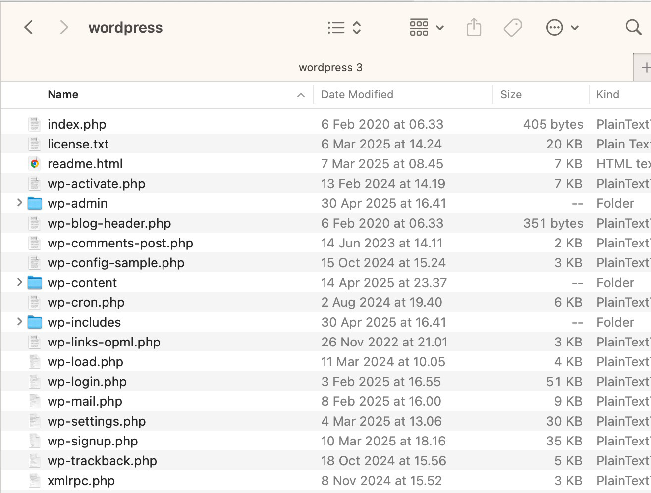 WordPress files