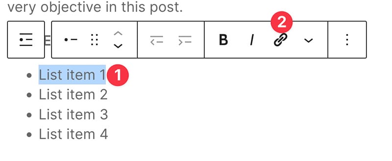 Add a link to a list item