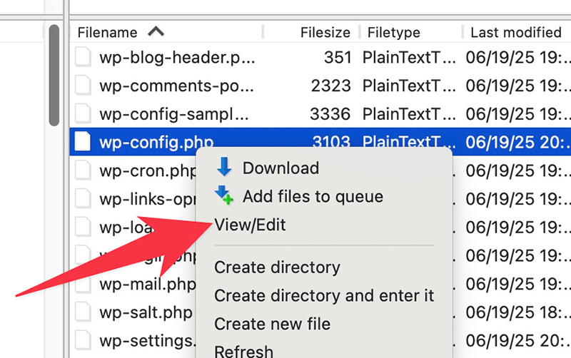 Editing file on FileZilla