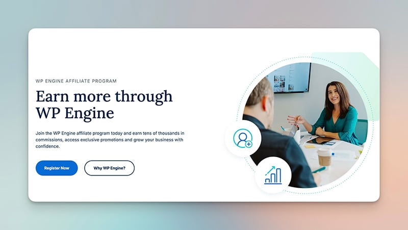 WP Engine affiliate page hero section