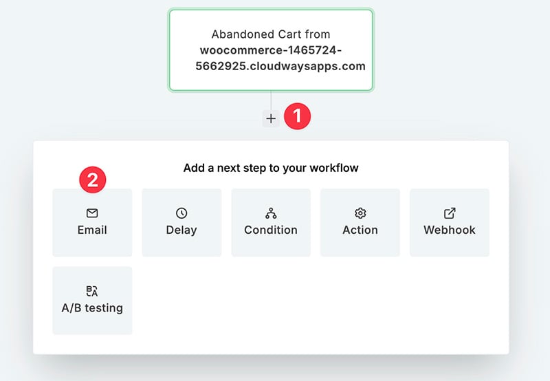 Adding email step in MailerLite