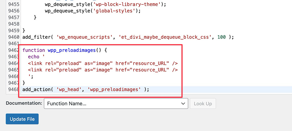 Adding a new line in Theme File Editor