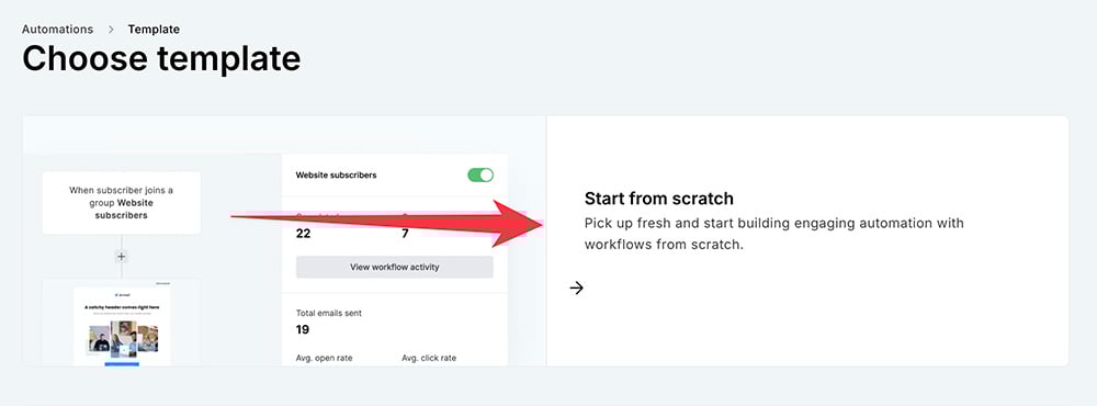 Creating a new automation workflow from scratch in MailerLite