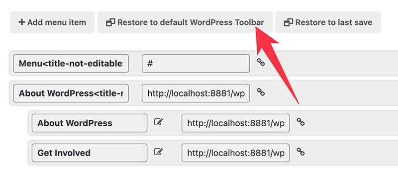 Restore the default toolbar