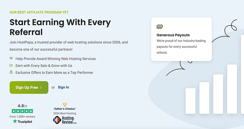 HostPapa affiliate program page