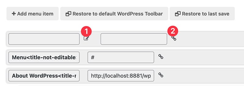 Adding menu label and link