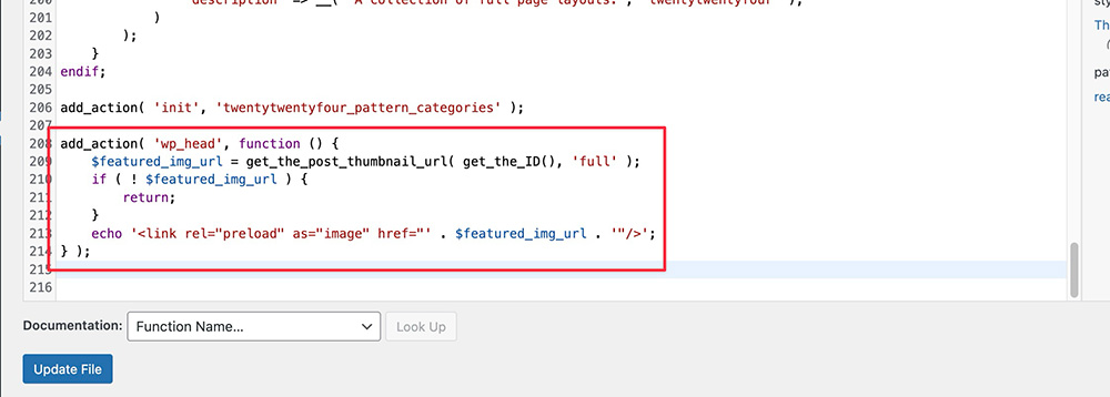 WordPress custom function to automatically preload featured images