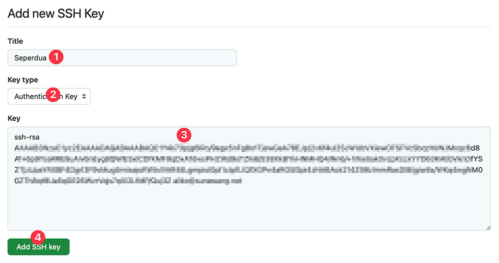 Required fields on GitHub SSH