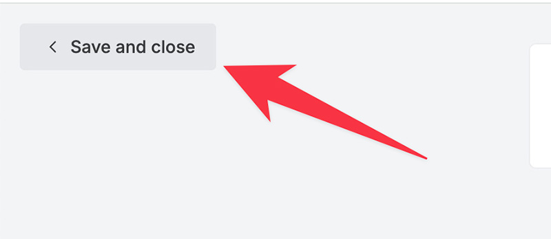 Save and close button