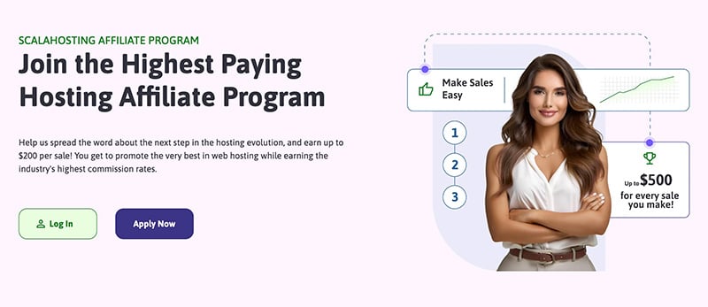 Scala Hosting affiliate program page hero