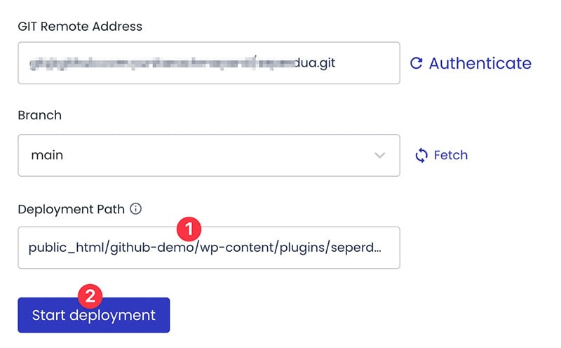 Start deployment via Git