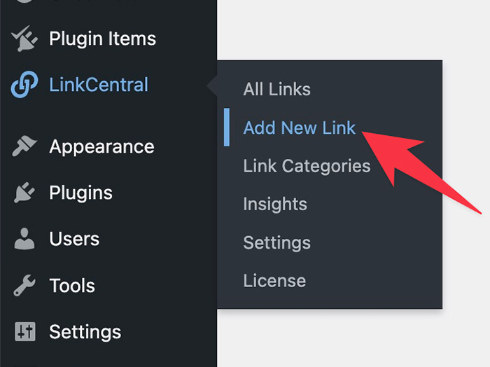 Adding a new link in LinkCentral