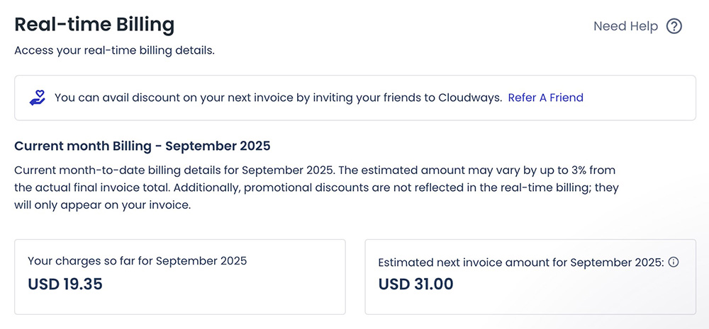 Real-time billing feature in Cloudways