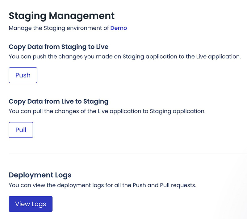 Staging management in Cloudways