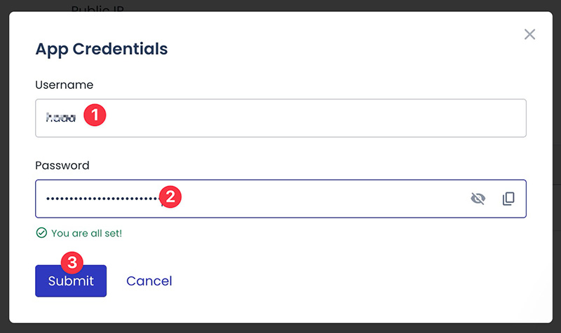 Dialog window in Cloudways