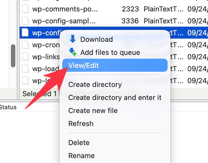Editing a file in FileZilla