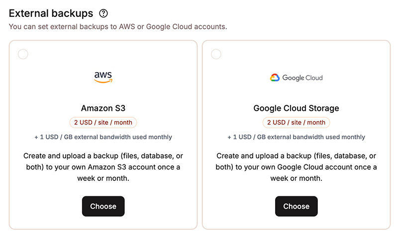 Backup add-on in Kinsta