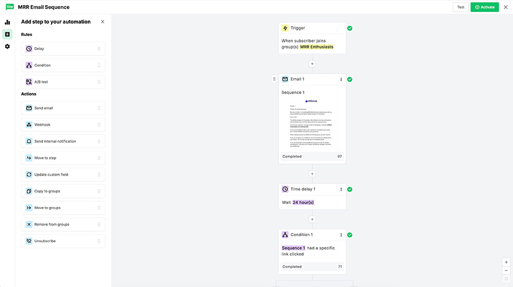 Email automation editor
