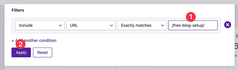 Filtering condition on Independent Analytics