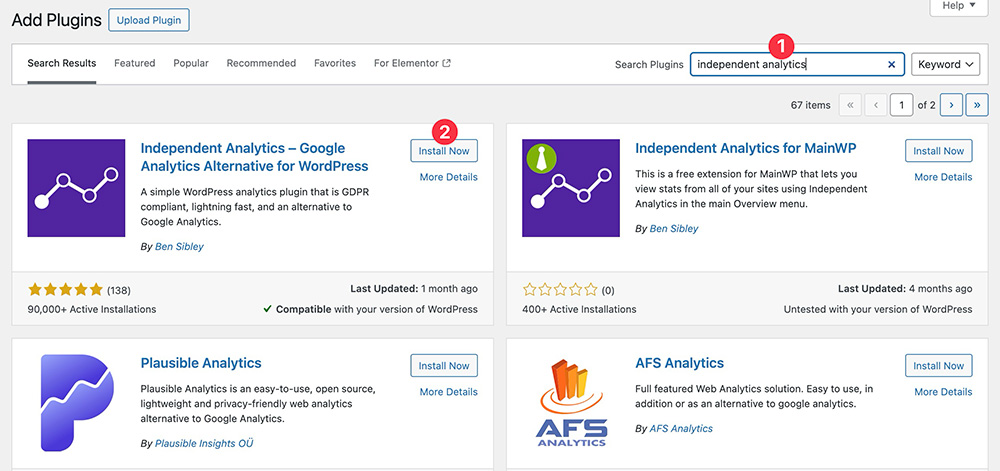 Installing Independent Analytics in WordPress