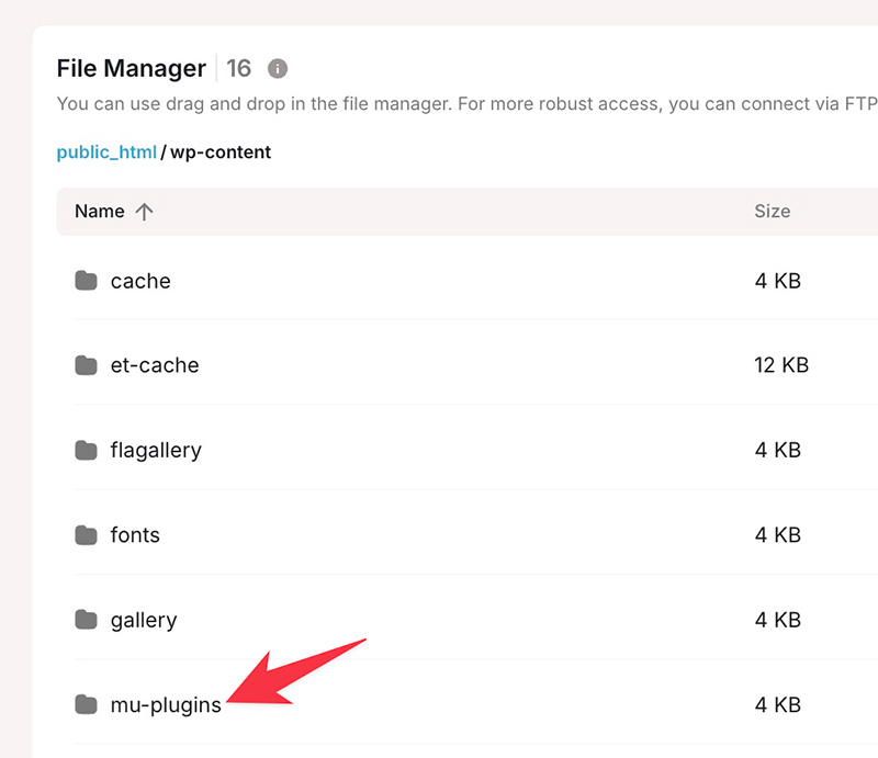 Creating an mu-plugin folder