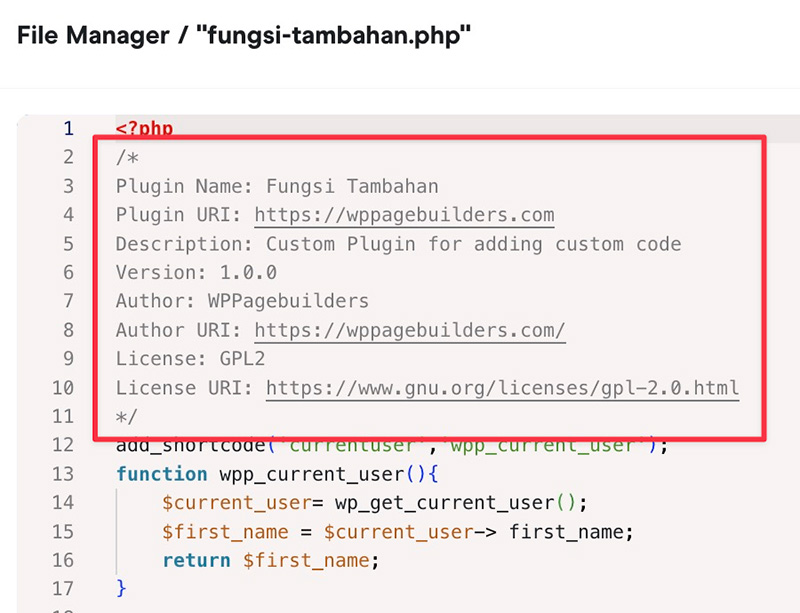 Plugin header