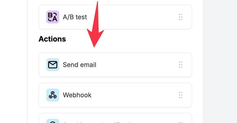 Send email step in MailerLite