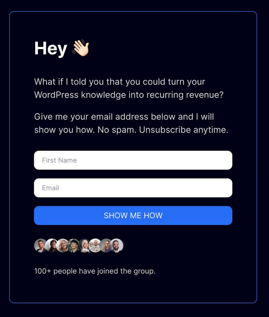 Squeeze page example